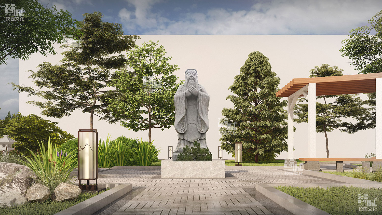 甘肃省康县第一中校园景观建设设计效果图