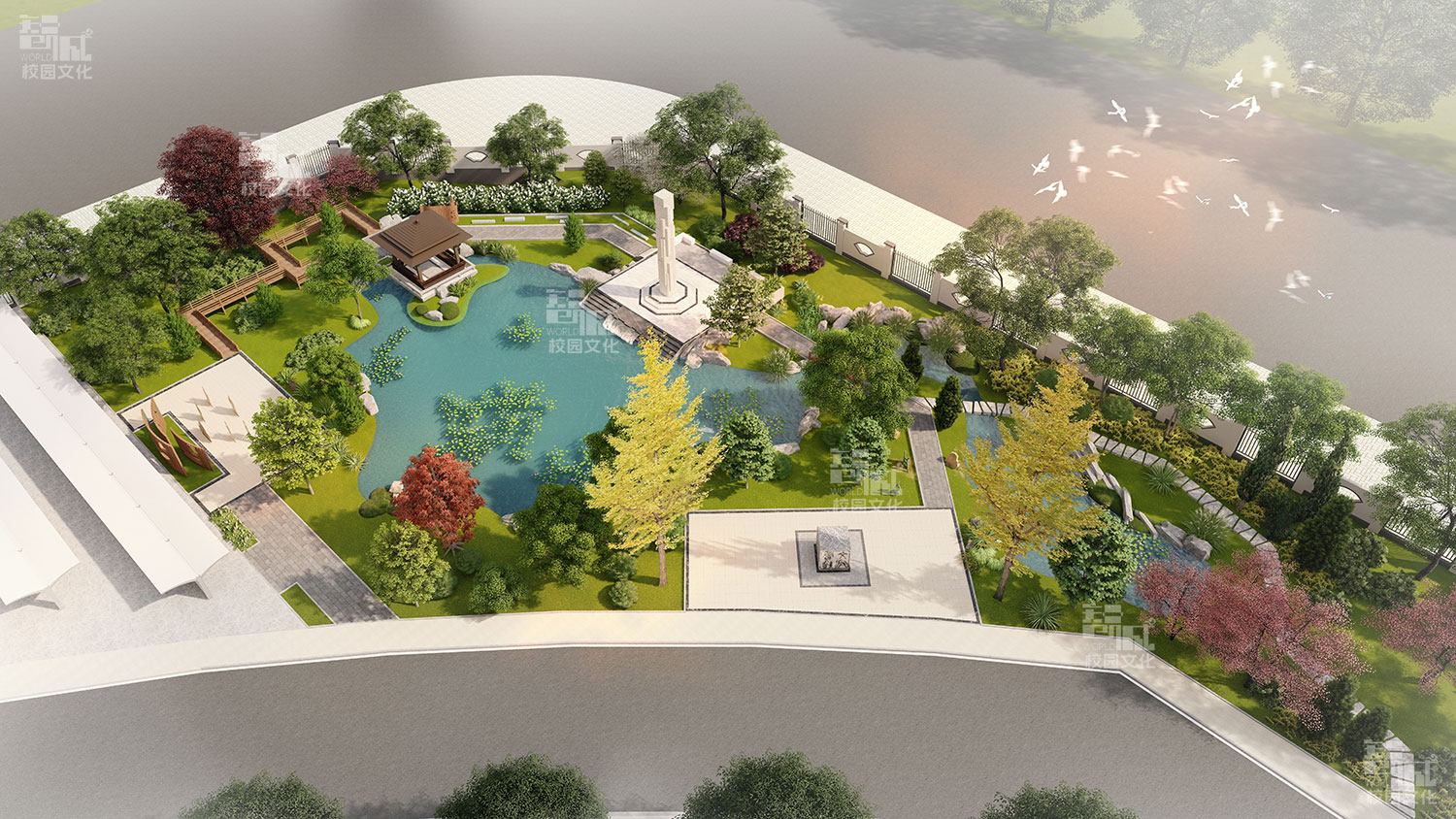 甘肃张掖中学中华文明园建设设计效果图 甘肃张掖中学中华文明园建设设计效果图